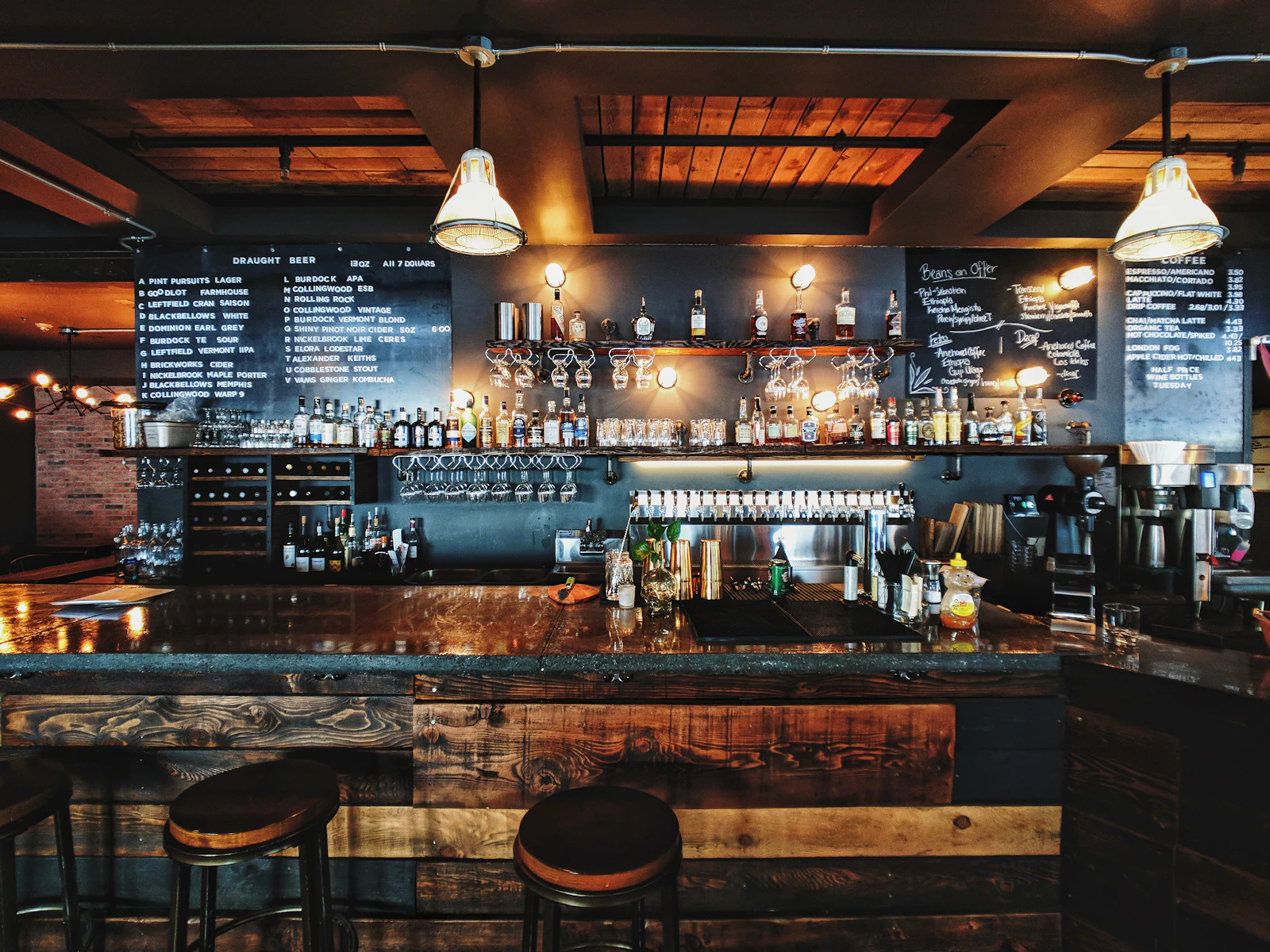 Interior of a Canadian pub with guests at the bar
